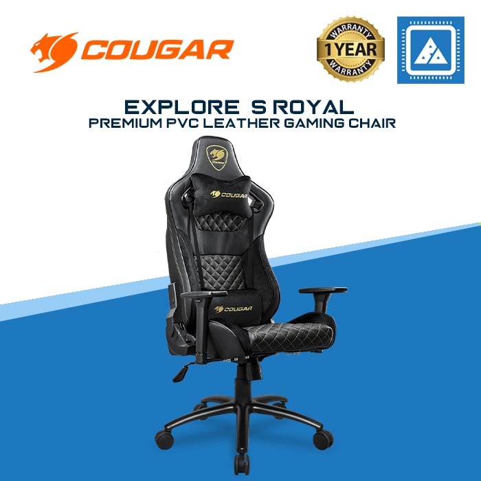 COUGAR EXPLORE S ROYAL GAMING CHAIR / MID / DIAMOND PATERN / BREATHABLE PVC LEATHER / HIGH DENSITY FOAM / STEEL BASE / TILT / 3D ARM REST / 3 COUGAR EXPLORE S ROYAL GAMING CHAIR / MID / DIAMOND PATERN / BREATHABLE PVC LEATHER / HIGH DENSITY FOAM / STEEL BASE / TILT / 3D ARM REST / 3